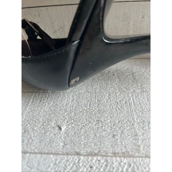Garolini Grace Black Leather Heels Ankle Strap Pumps Women’s Size 10M Square Toe - Picture 5 of 6